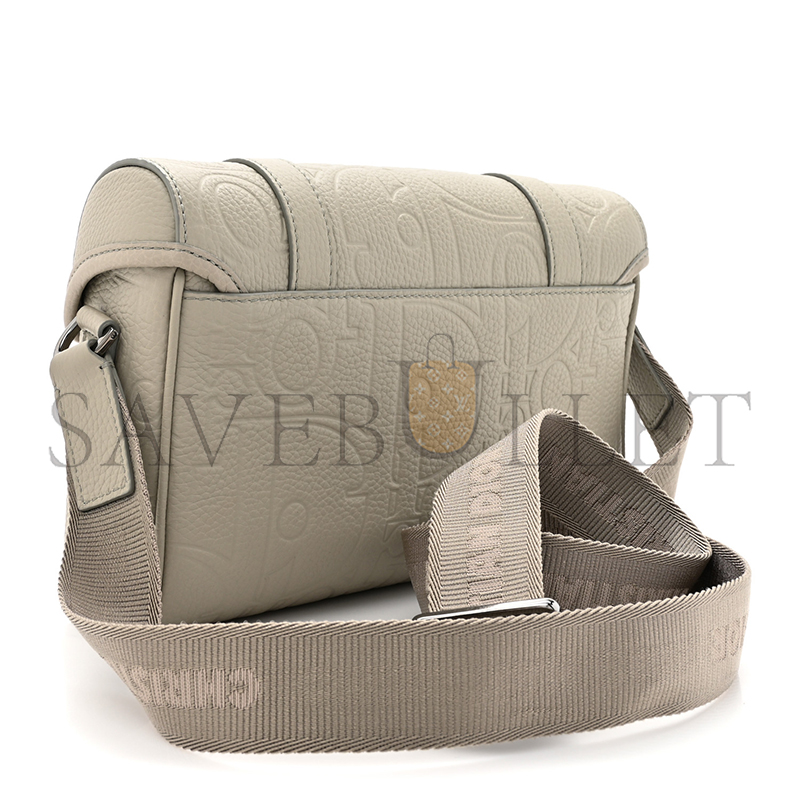 D*or grained calfskin D*or gravity hit the road messenger bag beige (24*18*8cm)